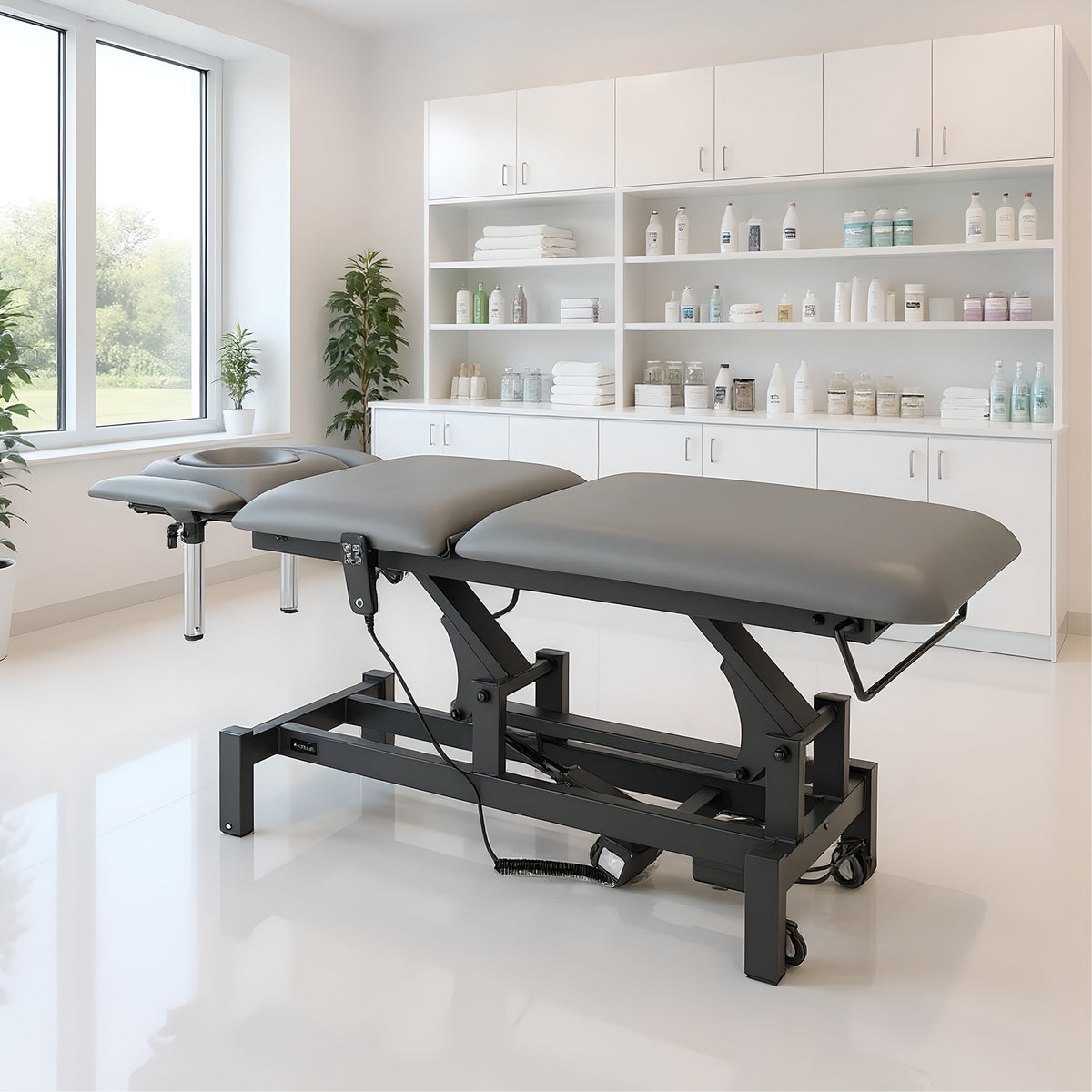 Set Therapieliege Elektrisch Fortis 5 Ergo + Massagepistole Dynamic Pro + Vollrolle 15x60 + Vliesstoff-Unterlage auf Rolle