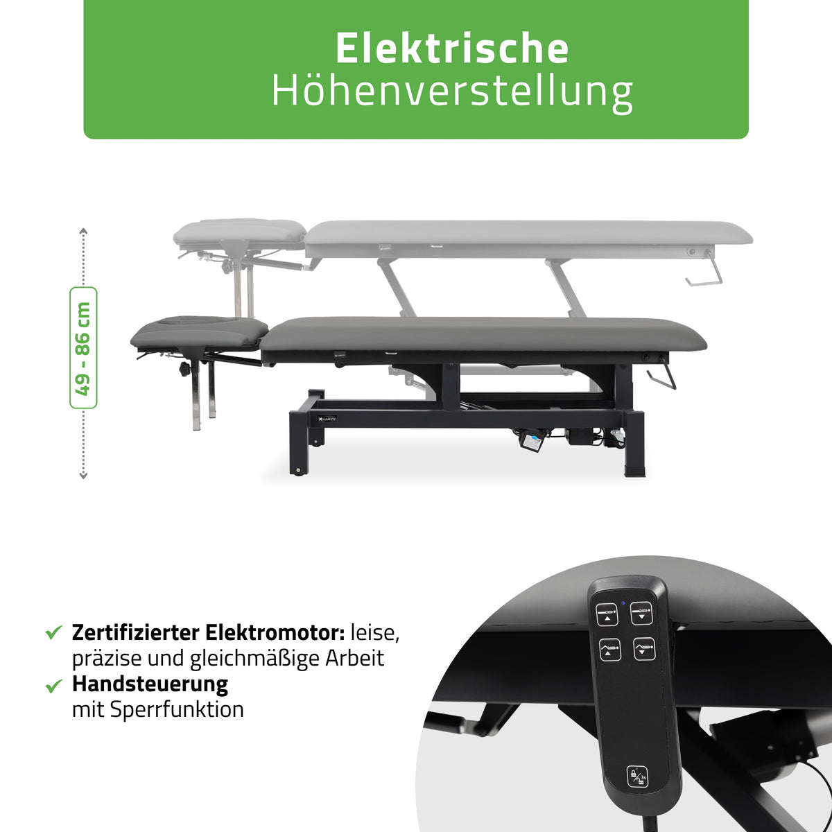 Set Therapieliege Elektrisch Fortis 4 Ergo + Massagepistole Dynamic Pro + Vollrolle 15x60 + Vliesstoff-Unterlage auf Rolle