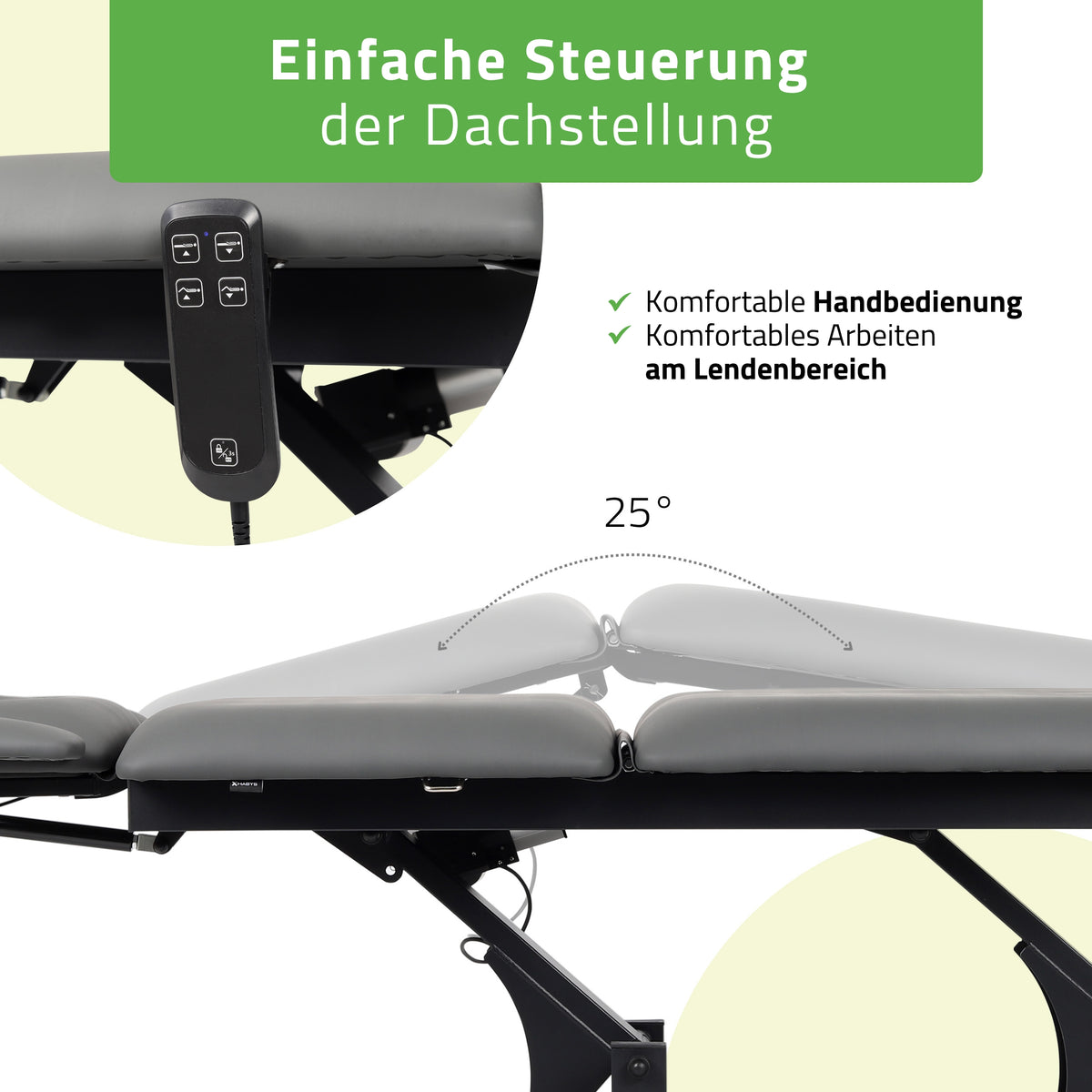 Set Therapieliege Elektrisch Fortis 5 Ergo + Massagepistole Dynamic Pro + Vollrolle 15x60 + Vliesstoff-Unterlage auf Rolle