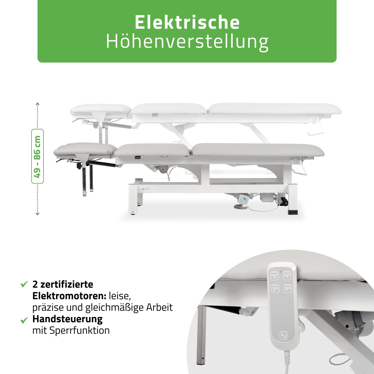 Set Therapieliege Elektrisch Fortis 5 Ergo + Massagepistole Dynamic Pro + Vollrolle 15x60 + Vliesstoff-Unterlage auf Rolle