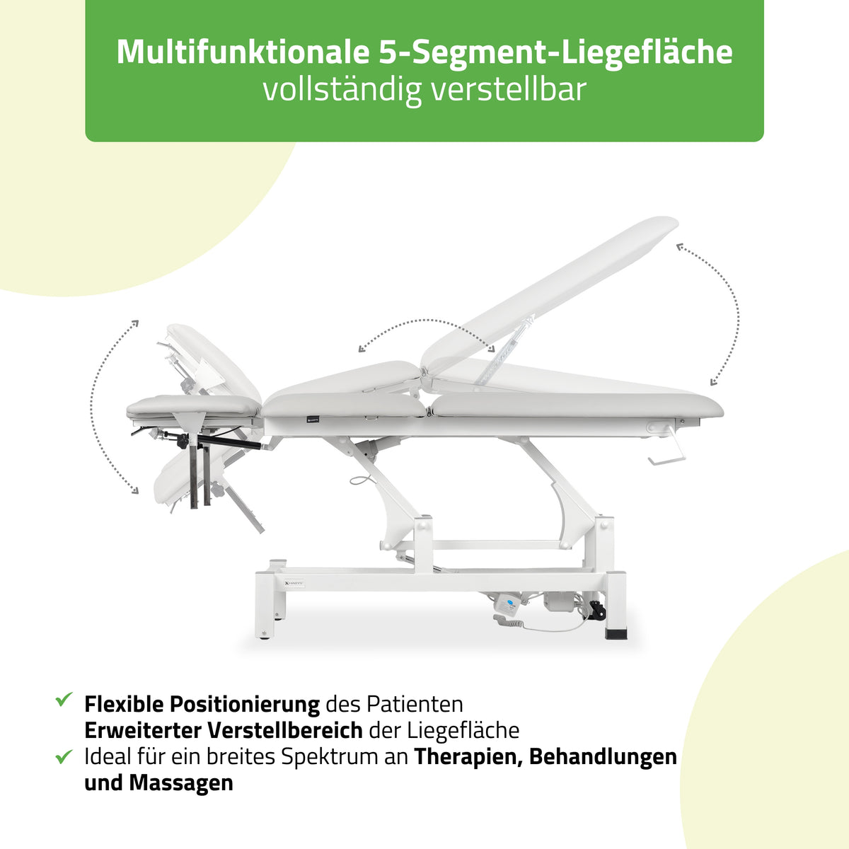 Set Therapieliege Elektrisch Fortis 5 Ergo + Massagepistole Dynamic Pro + Vollrolle 15x60 + Vliesstoff-Unterlage auf Rolle