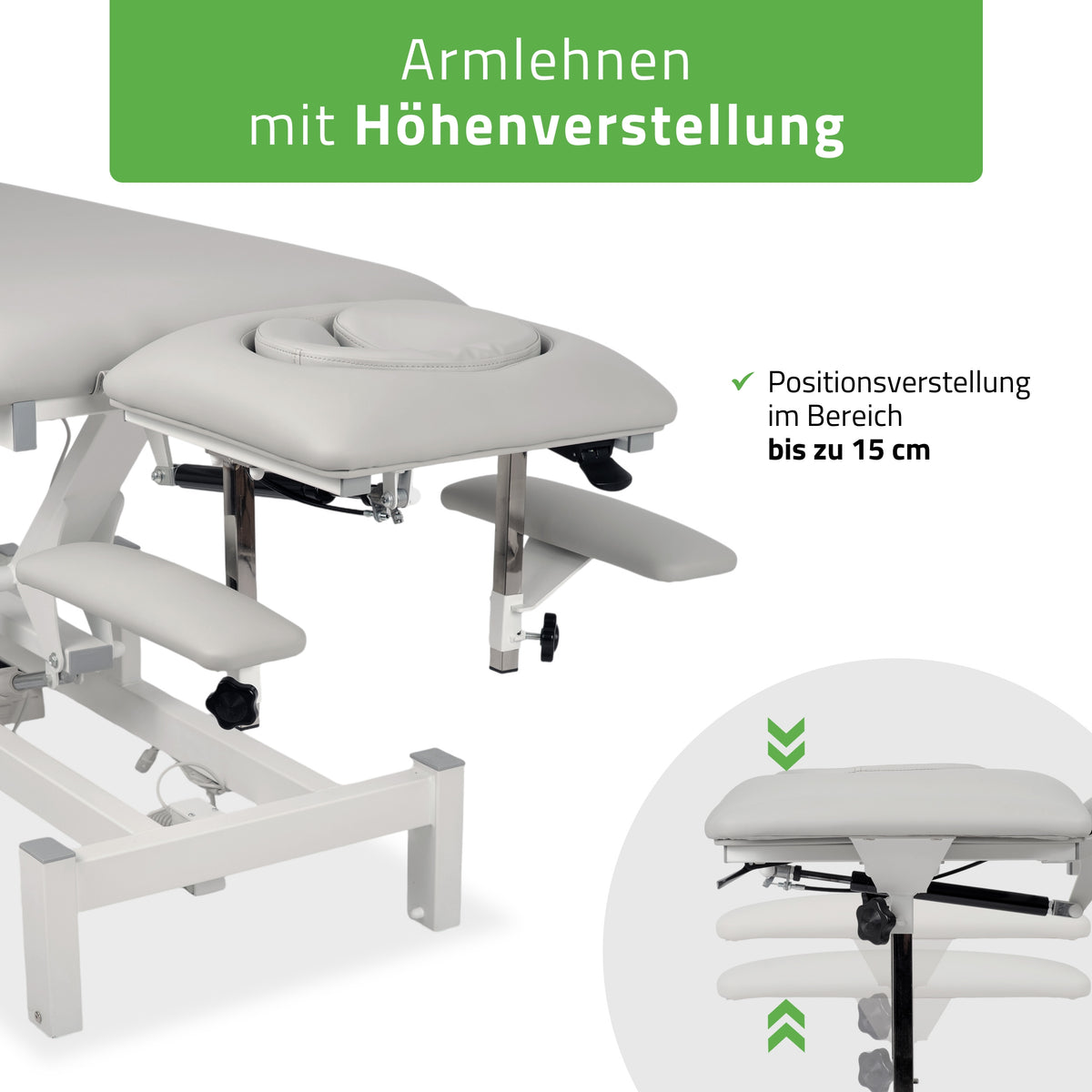 Set Therapieliege Elektrisch Fortis 5 Ergo + Massagepistole Dynamic Pro + Vollrolle 15x60 + Vliesstoff-Unterlage auf Rolle