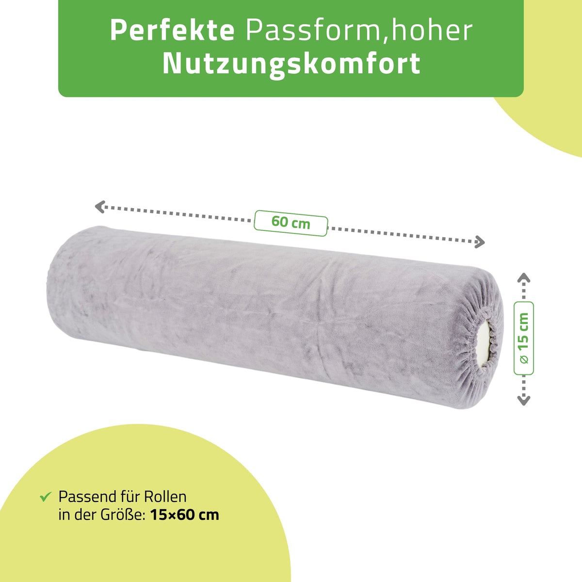Velours Bezug für Lagerungsrolle mit Gummizug | 15x60