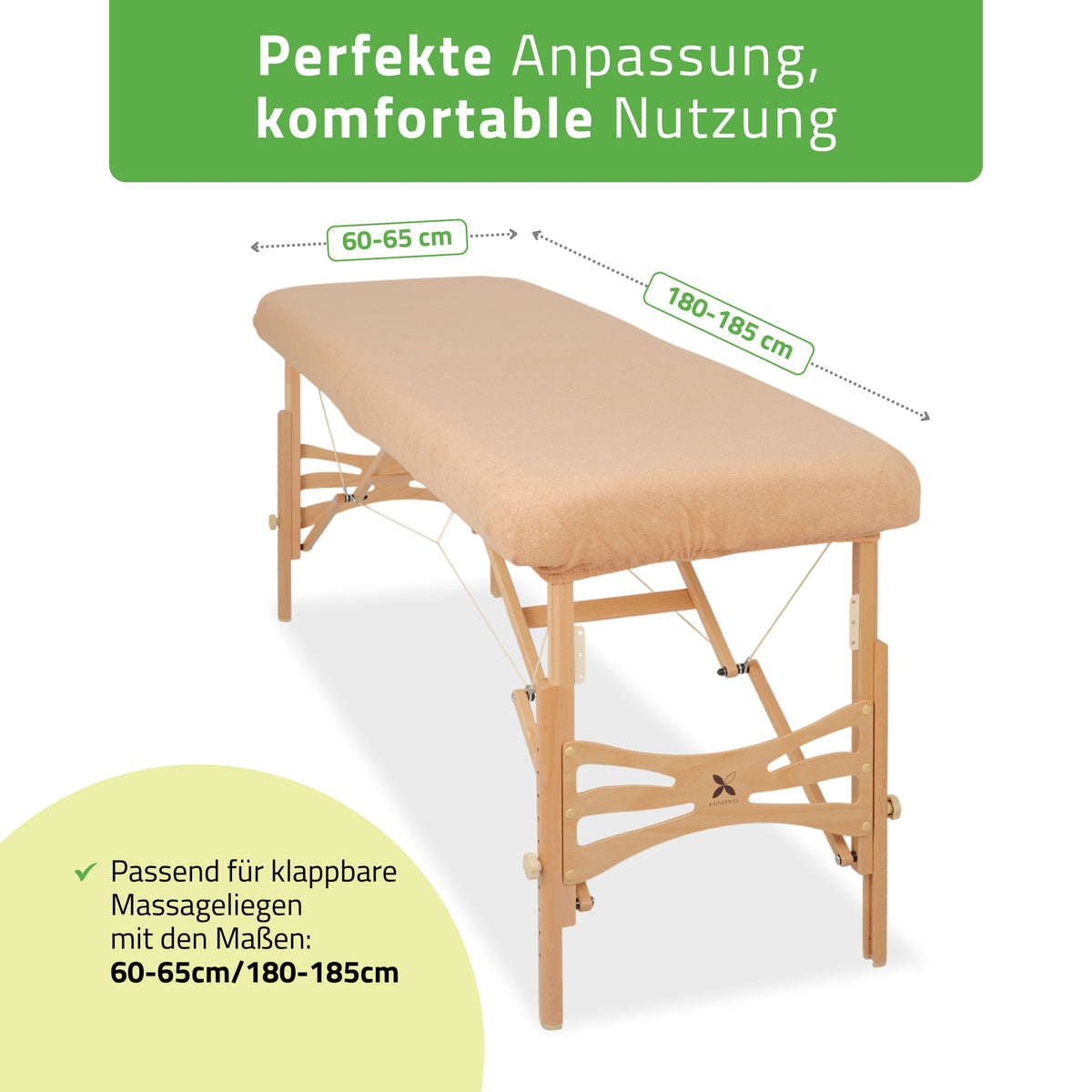 Frottee Bezug für klappbare Massageliegen | 1-teilig | 60-65/180-185 cm