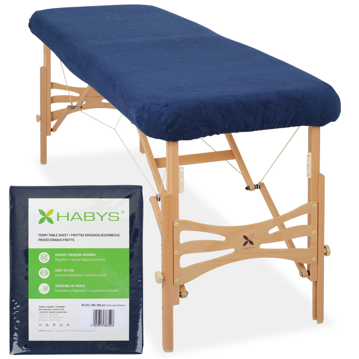 Frottee Bezug für klappbare Massageliegen | 1-teilig | 60-65/180-185 cm