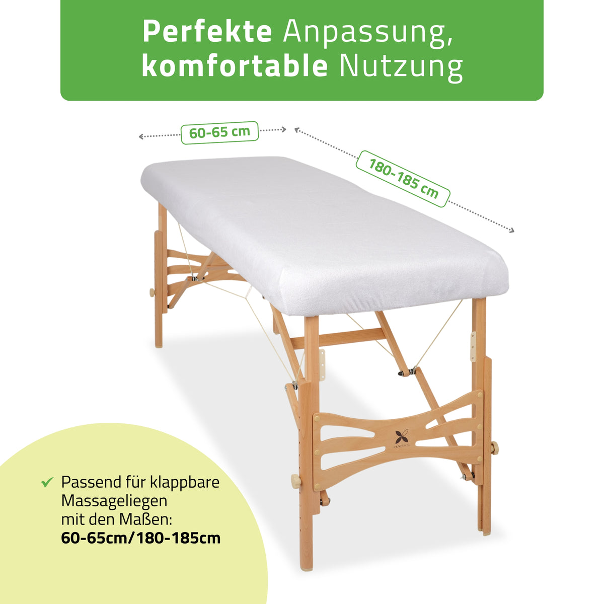 Frottee Bezug für klappbare Massageliegen | 1-teilig | 60-65/180-185 cm