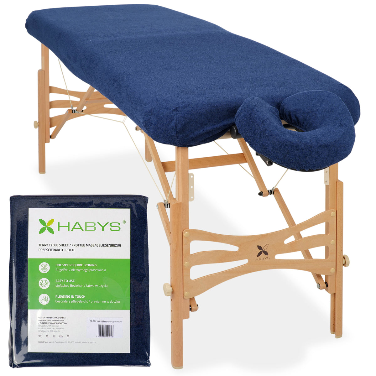 Set | Einteiliges Frottee Spannlaken für klappbare Massageliegen 70-75/180-185 | + Frottee-Bezug für die Kopfstütze