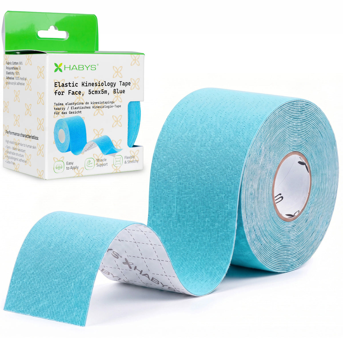 Habys Kinesiologie Tape Gesicht | elastisches Tape | 5cm × 5m | Face