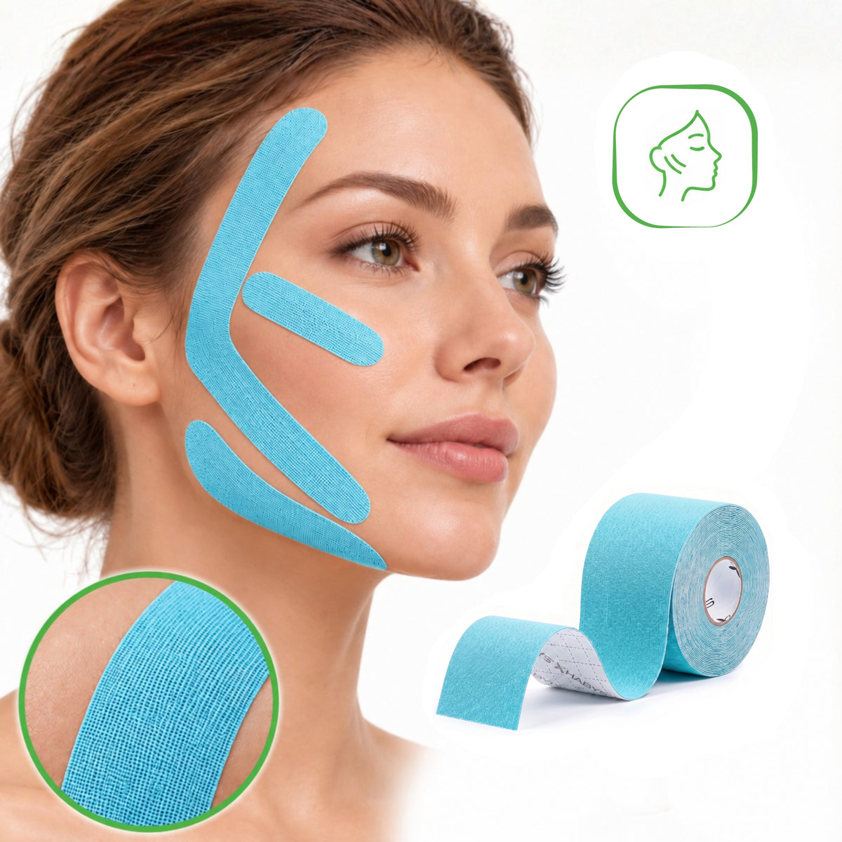 Habys Kinesiologie Tape Gesicht | elastisches Tape | 5cm × 5m | Face