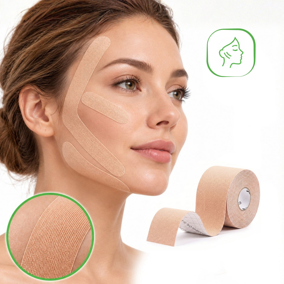 Habys Kinesiologie Tape Gesicht | elastisches Tape | 5cm × 5m | Face