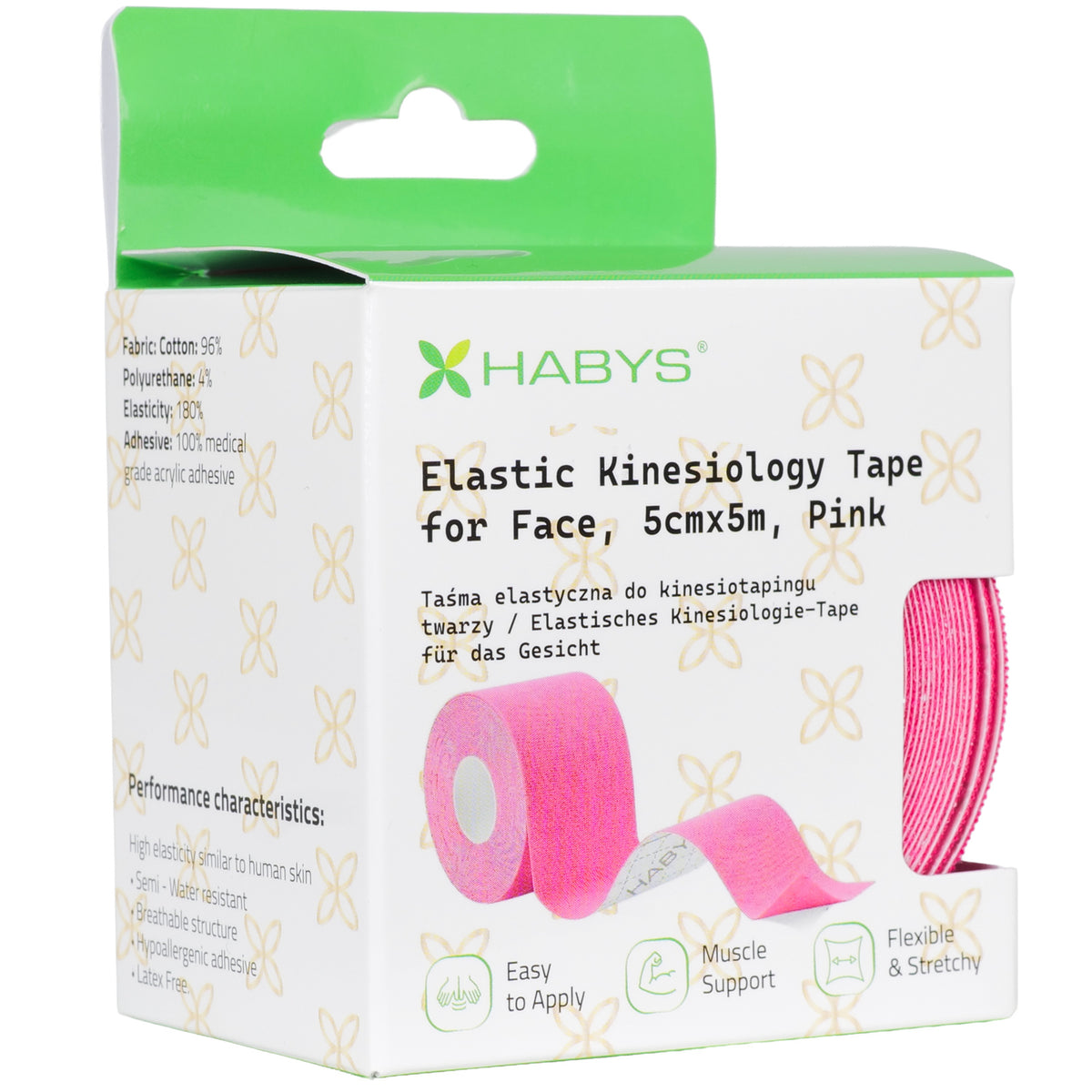 Habys Kinesiologie Tape Gesicht | elastisches Tape | 5cm × 5m | Face
