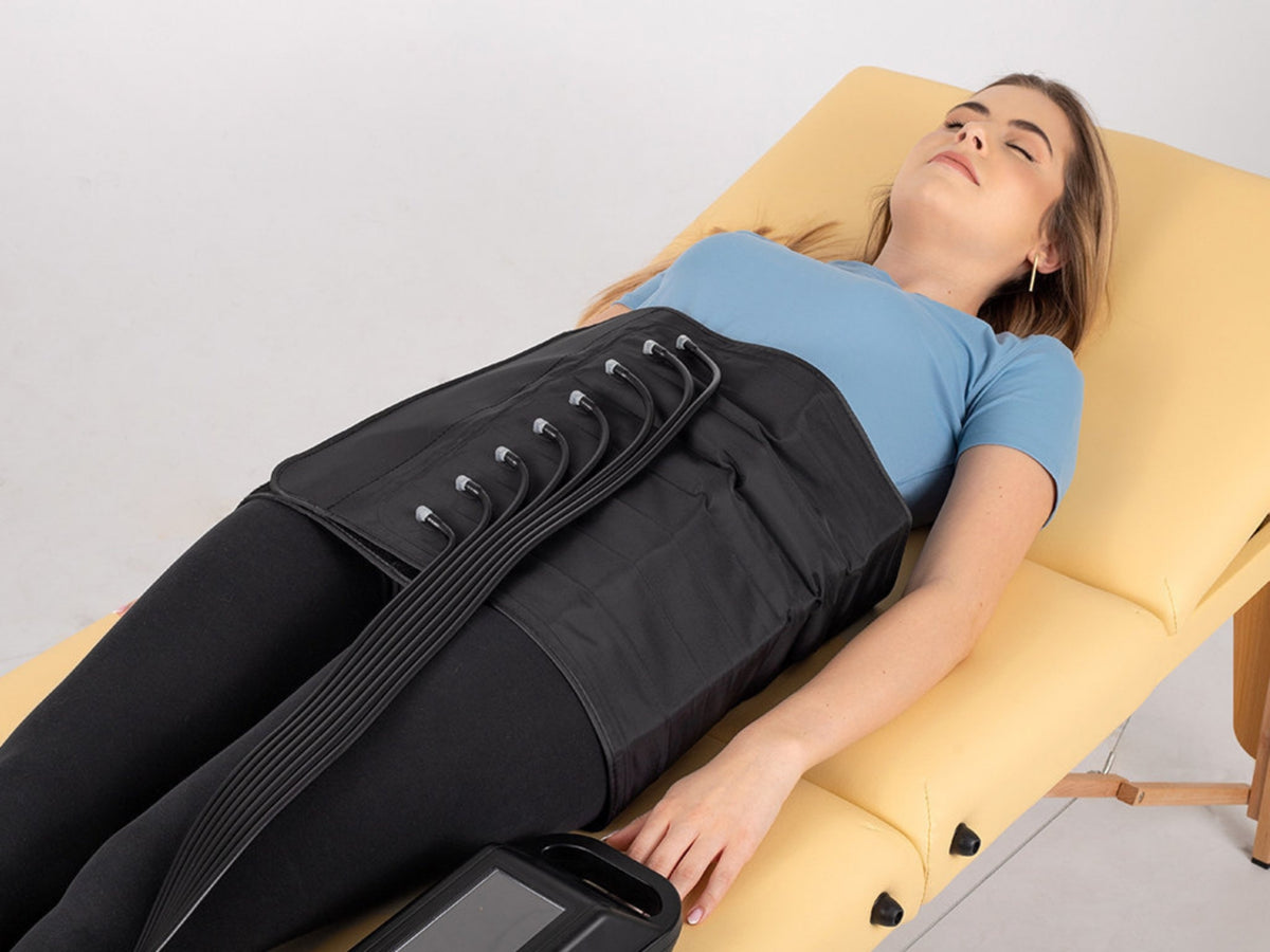 Habys Manschette für die Lymphdrainage | an Hüfte und Bauch | Universalgröße Luftschläuche | 8-Kammer-System