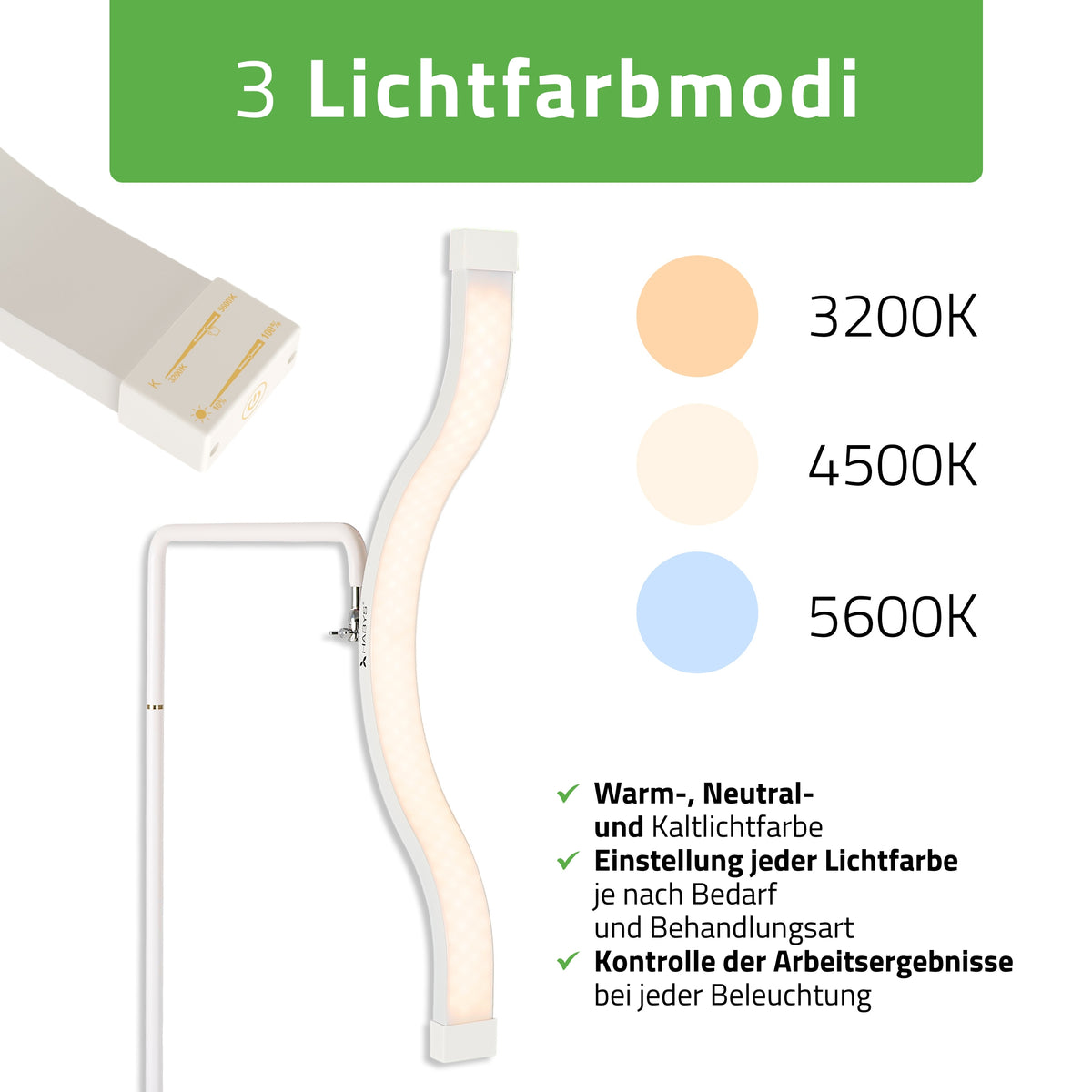 Habys VENA LED-Kosmetiklampe | 45W | für Wimpern-, Augenbrauenstyling und Permanent Make-up