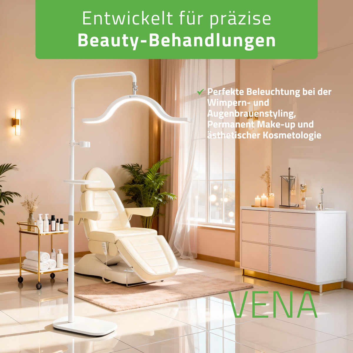 Habys VENA LED-Kosmetiklampe | 45W | für Wimpern-, Augenbrauenstyling und Permanent Make-up