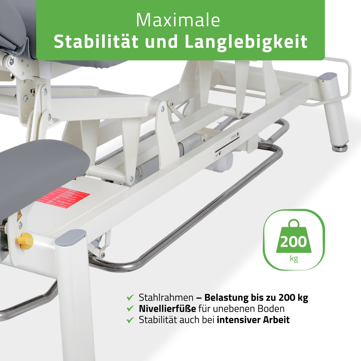 Set Therapieliege Elektrisch Proxima V4 Ergo + Massagepistole Dynamic Pro + Vollrolle 15x60 + Vliesstoff-Unterlage auf Rolle