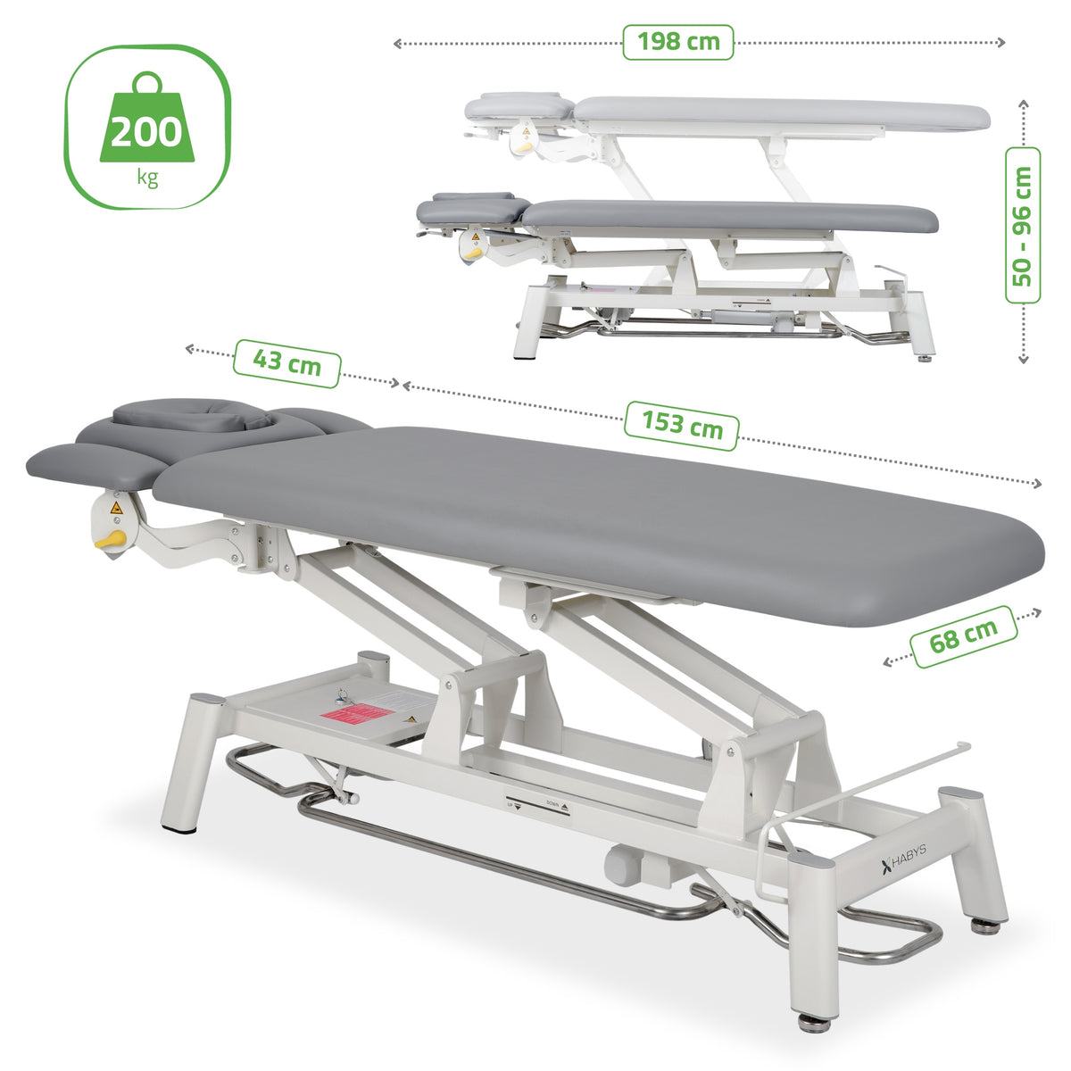 Set Therapieliege Elektrisch Proxima V4 Ergo + Massagepistole Dynamic Pro + Vollrolle 15x60 + Vliesstoff-Unterlage auf Rolle