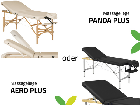 Massageliege mit verstellbarem Segment – Panda Plus oder Aero Plus? Finden Sie heraus, welches Modell besser zu Ihrer Arbeit passt.