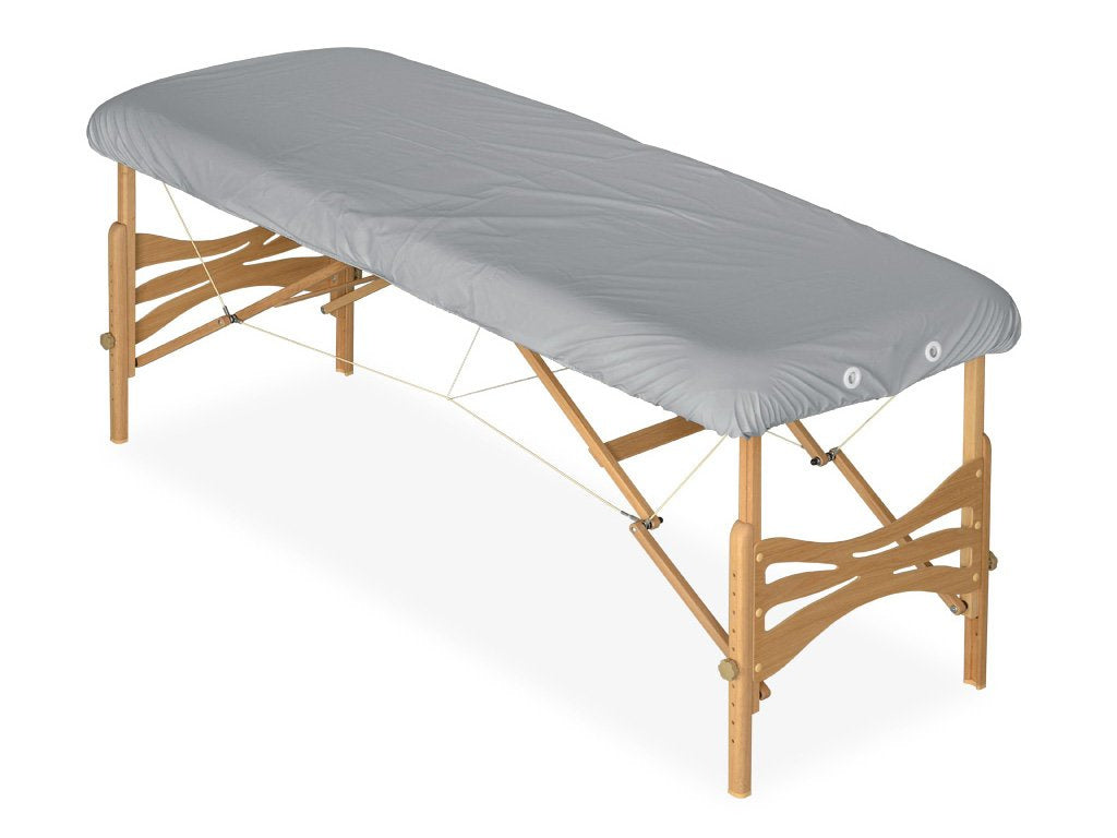 Oliebestendige PU-hoes | met elastiek en drie spanrubbers | voor massagetafels | Grijs