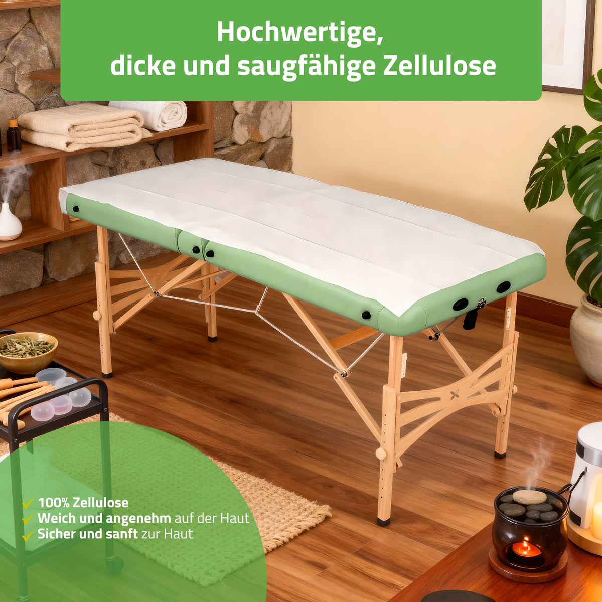 Zellulose-Unterlage | Zellulosehandtuch | 190×70 cm, 50 g/m² | 10 Stück