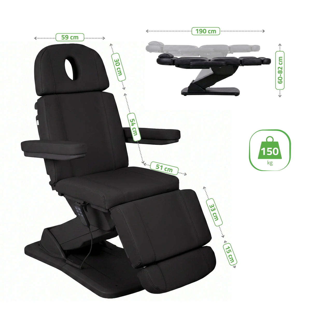 Kosmetikliege Elektrisch Tavia | Kosmetiksessel mit elektrischer Verstellung | Handfernbedienung