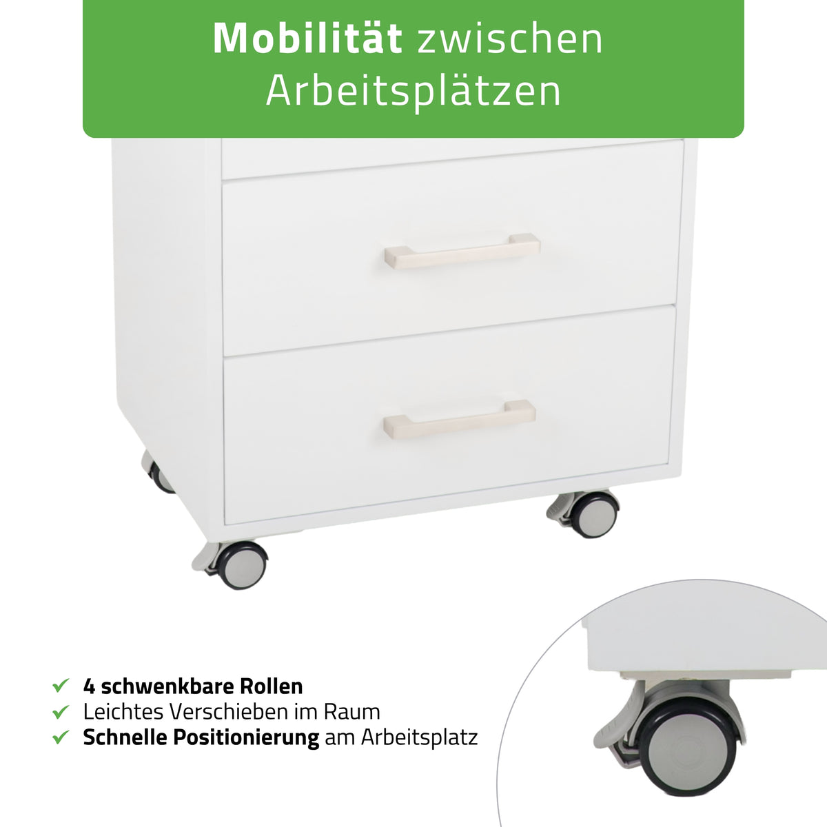 Habys Kosmetikwagen Milo | mit 3 Schubladen | Weiß