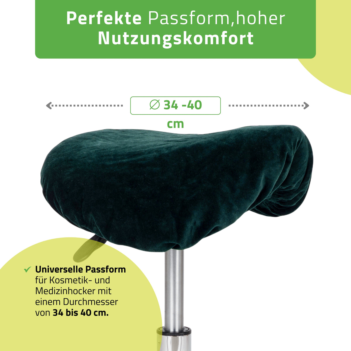 Velours Bezug für Rollhocker mit Gummizug | Durchmesser 34-40 cm