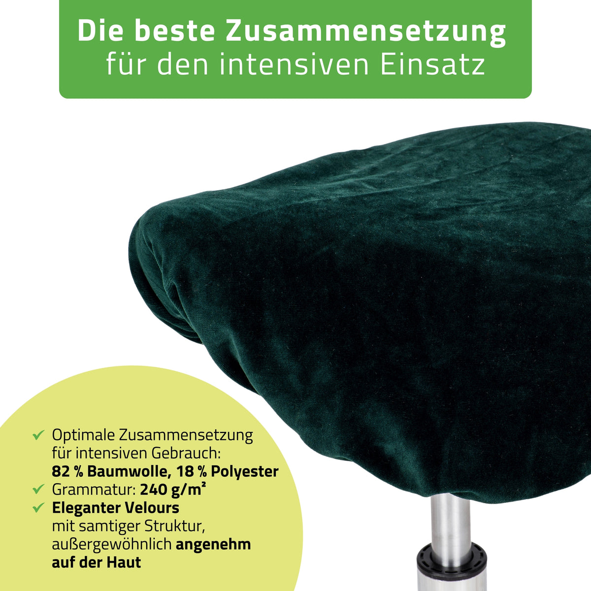 Velours Bezug für Rollhocker mit Gummizug | Durchmesser 34-40 cm