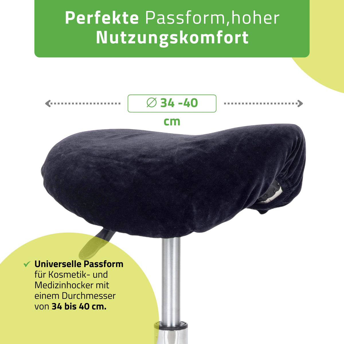 Velours Bezug für Rollhocker mit Gummizug | Durchmesser 34-40 cm