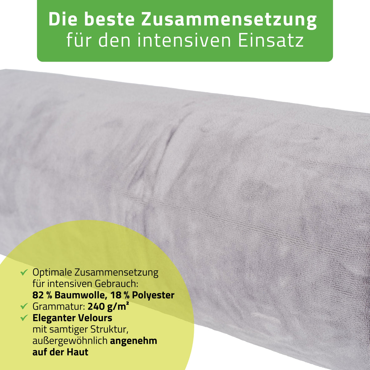 Velours Bezug für Lagerungsrolle mit Gummizug  | 15x60