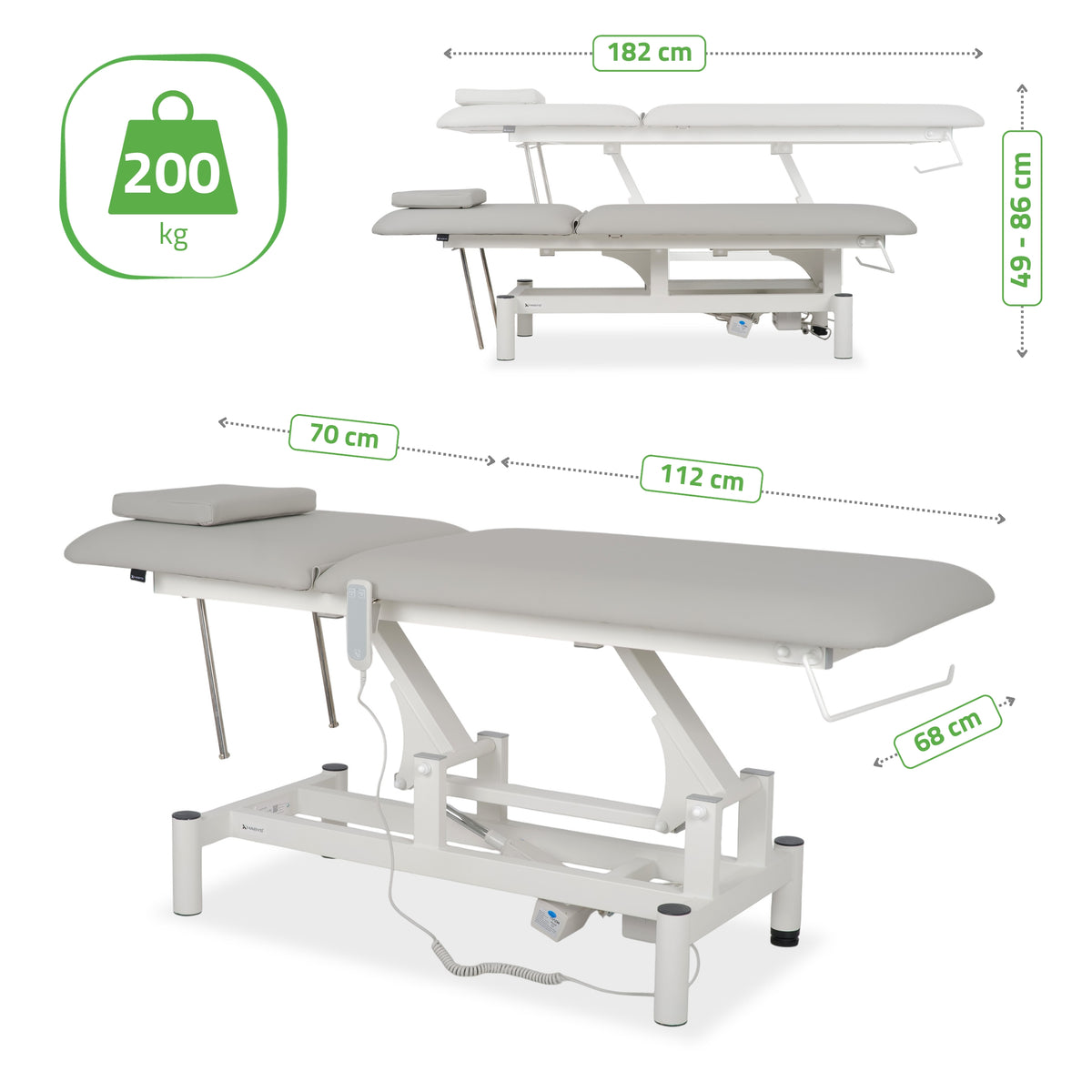 Massageliege Elektrisch Optima | 2-Segmente | Handfernbedienung
