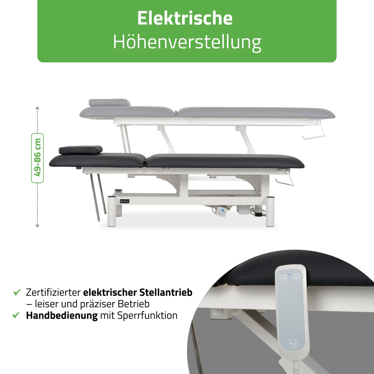 Massageliege Elektrisch Optima | 2-Segmente | Handfernbedienung