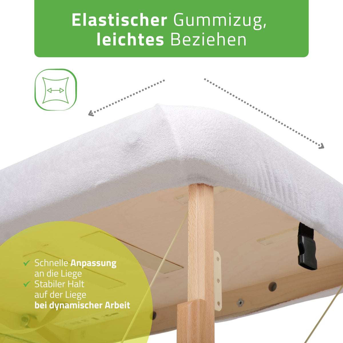 Set | Einteiliges Frottee Spannlaken für klappbare Massageliegen 60-65/180-185 | + Frottee-Bezug für die Kopfstütze
