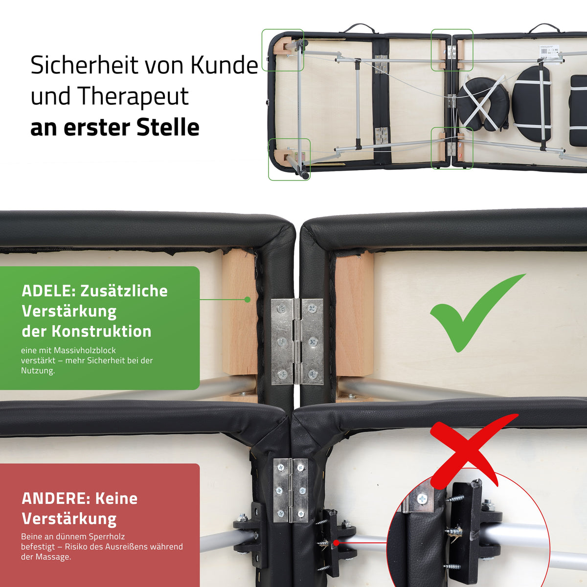 Massageliege Klappbar Adele | Kosmetikliege Tattooliege | Schwarz