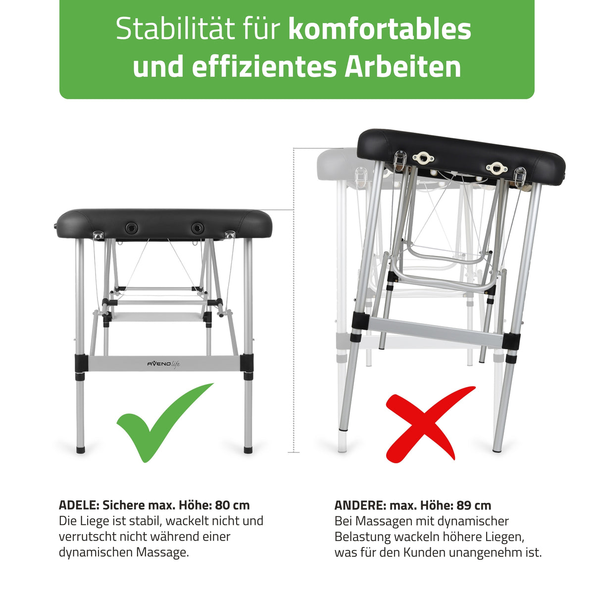 Massageliege Klappbar Adele | Kosmetikliege Tattooliege | Schwarz