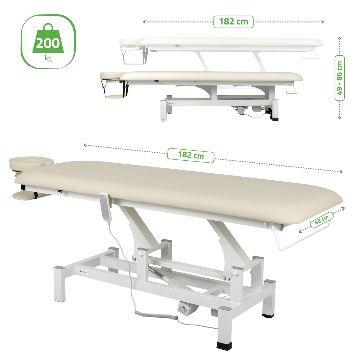 Massageliege Elektrisch Fortis 1 | 1-Segmente | Handfernbedienung
