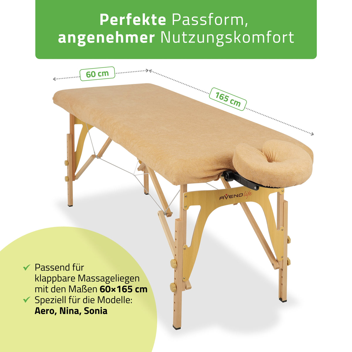 Set | Einteiliges Frottee Spannlaken für klappbare Massageliegen 60/165 | + Frottee-Bezug für die Kopfstütze