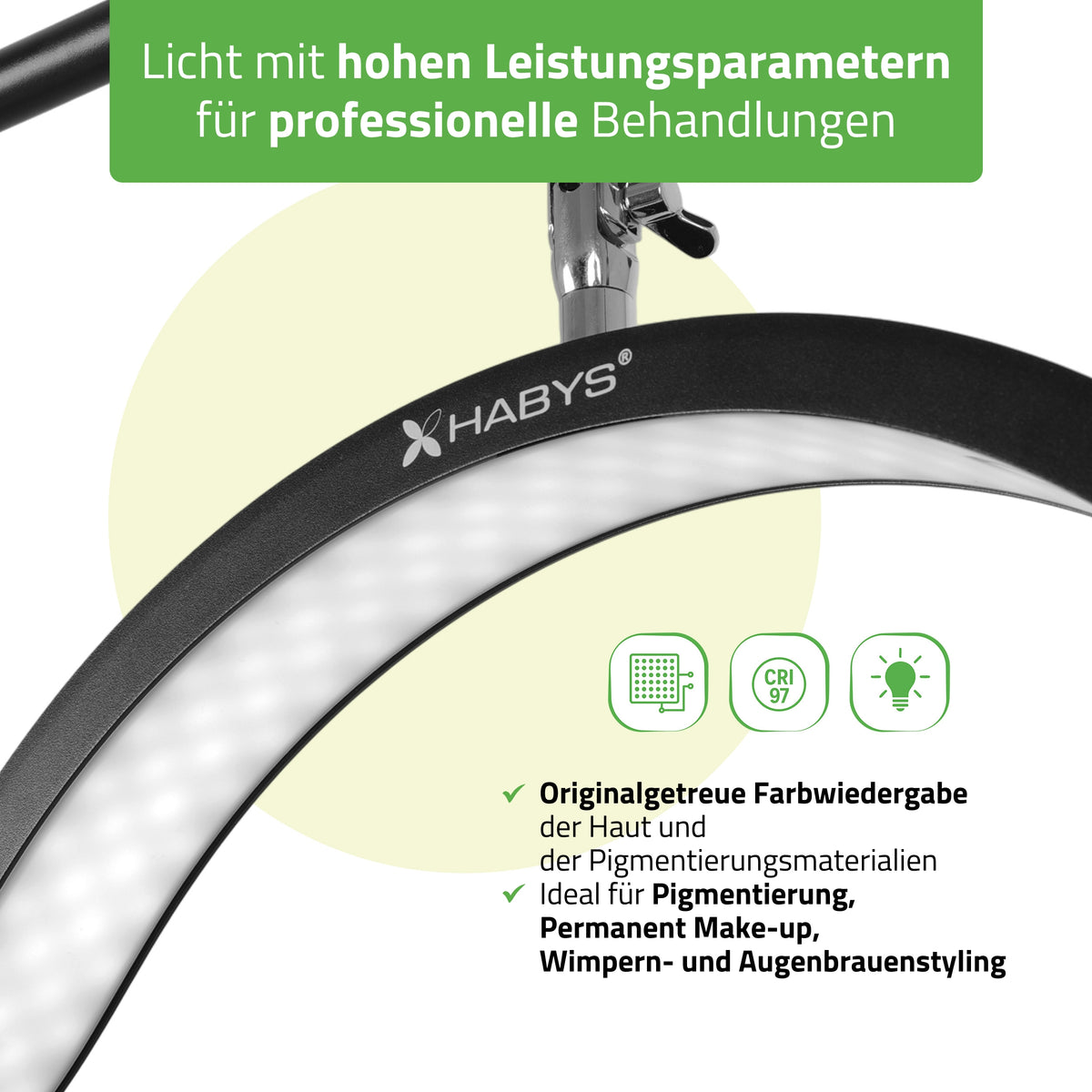 Habys VENA LED-Kosmetiklampe | 45W |  für Wimpern-, Augenbrauenstyling und Permanent Make-up