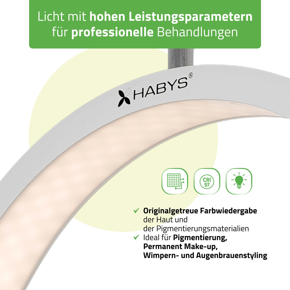 Habys VENA LED-Kosmetiklampe | 45W |  für Wimpern-, Augenbrauenstyling und Permanent Make-up