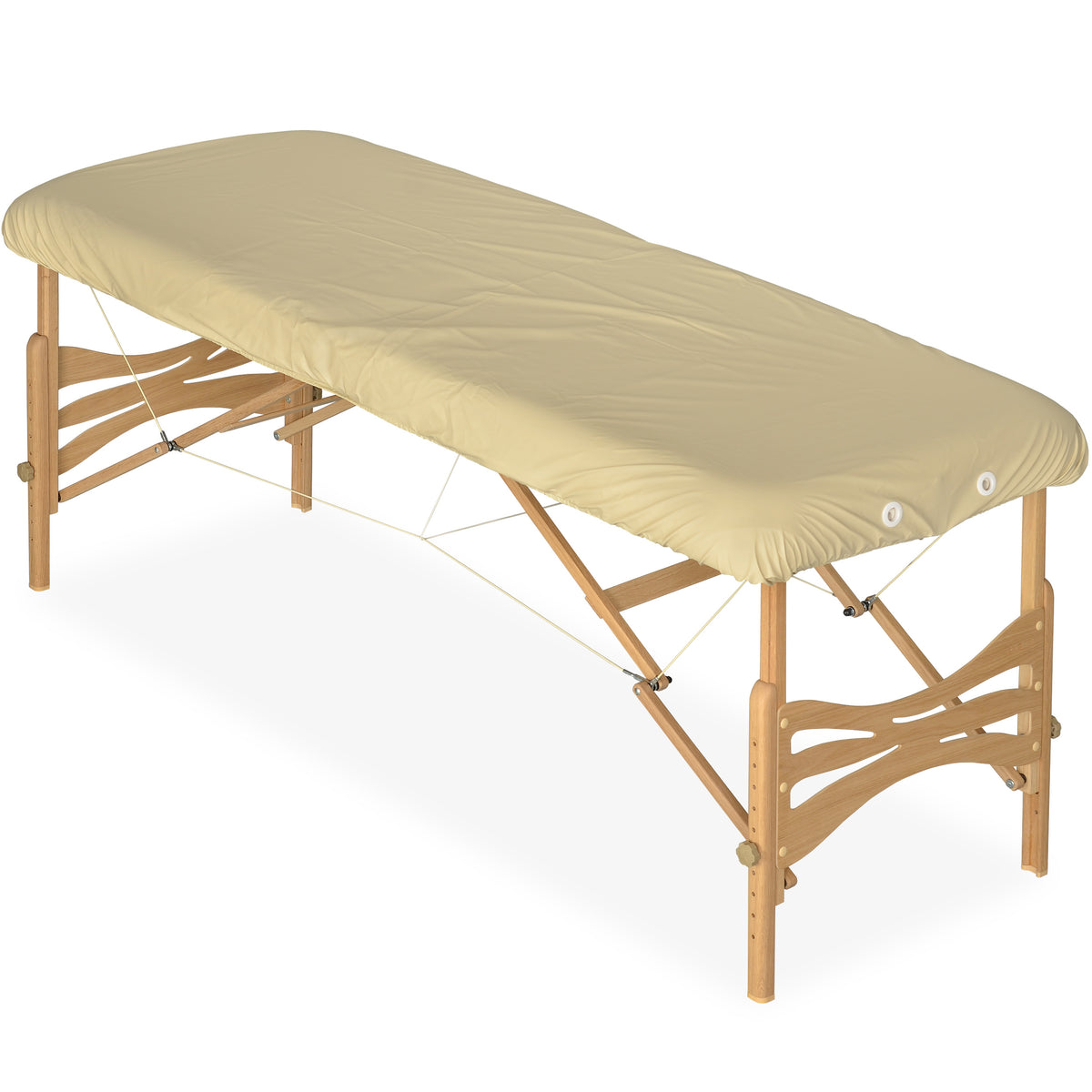 Ölresistenter PU-Bezug | mit Gummizug und drei Spanngummis | für Massageliegen | Beige